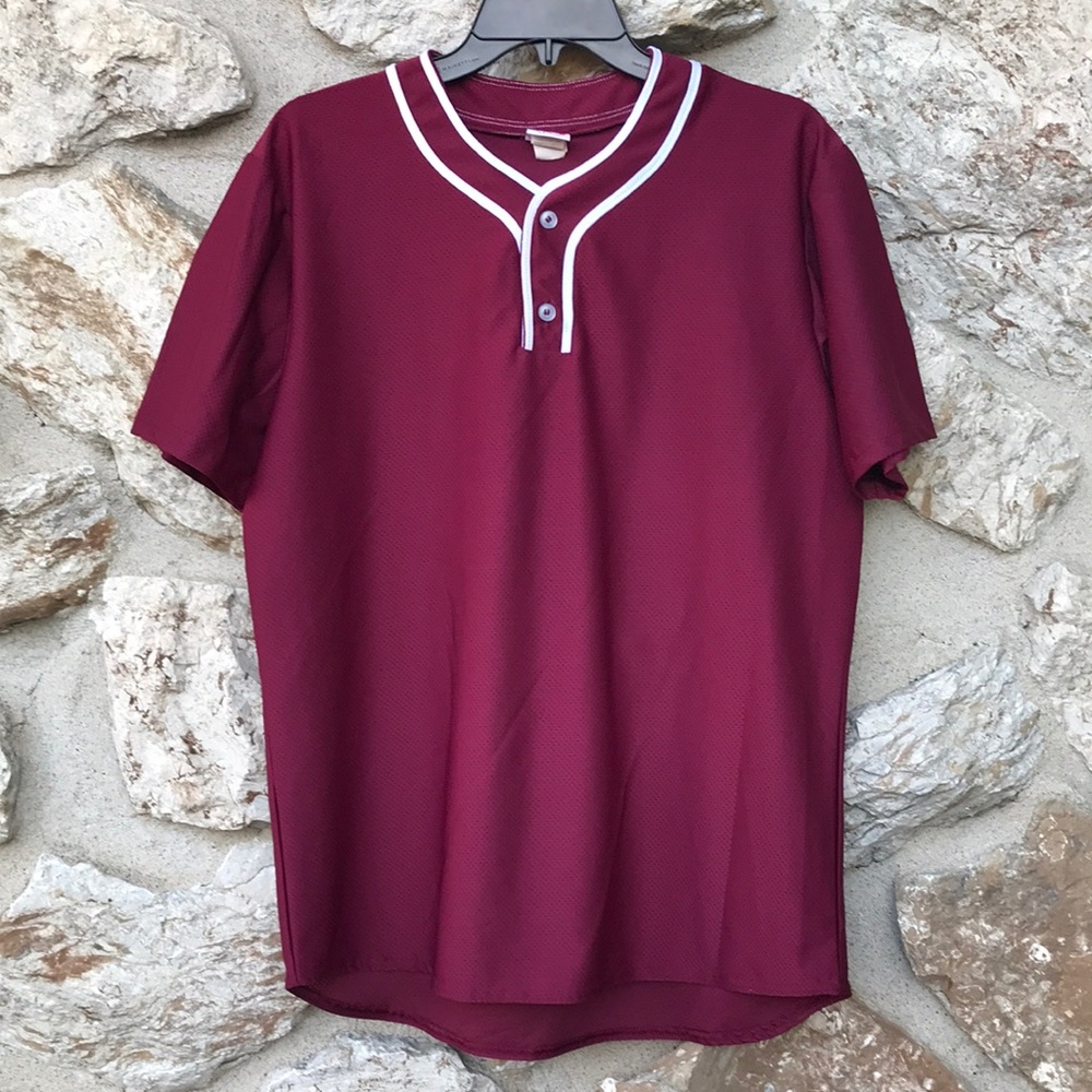 A4 Two-Button Mesh Baseball Jersey - Maroon/White - S - Men’s